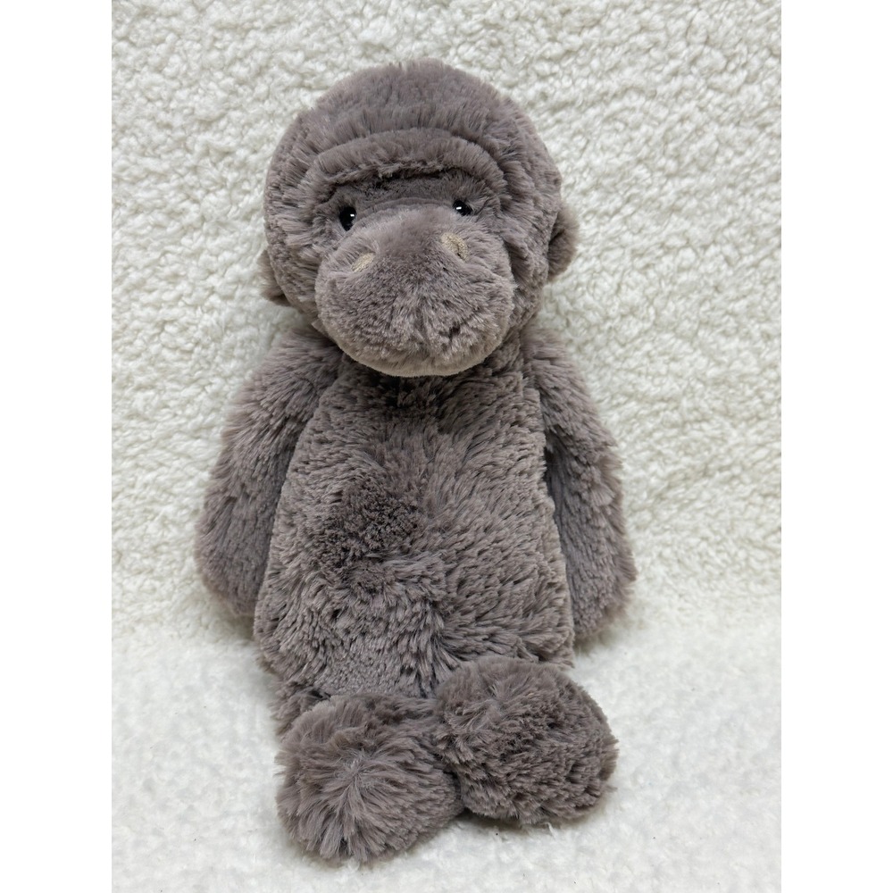 Jellycat Bashful Gorilla Plush Charcoal Grey Stuffed Animal Toy 12 Inch Rare